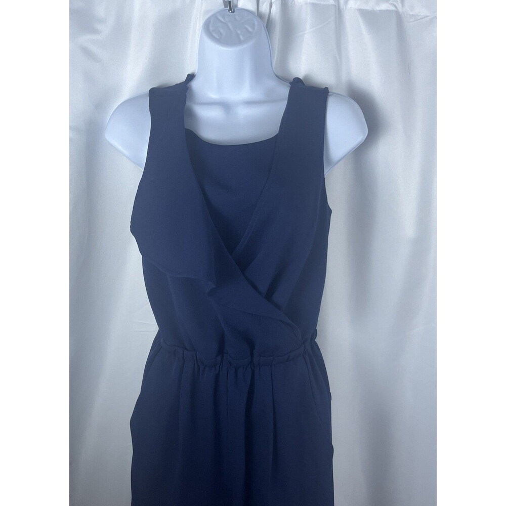 Spiral Girl Woman’s Sleeveless Jumpsuit Size 2 Navy Blue V-neck Draped/wraped - Picture 3 of 7
